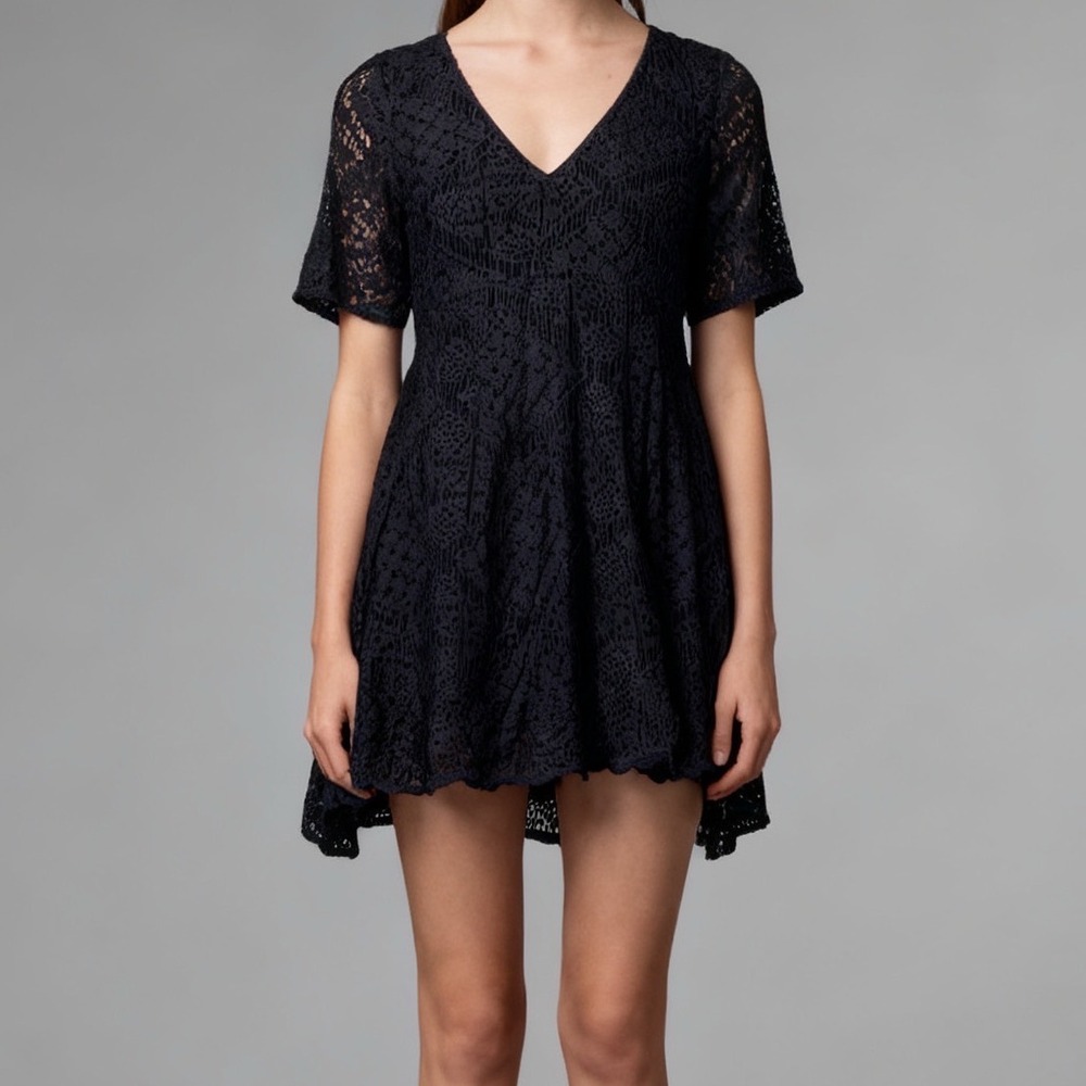 Enza Costa Laser Cut Babydoll Mini Dress Resort Wear Beach Summer size 0‎ / XS